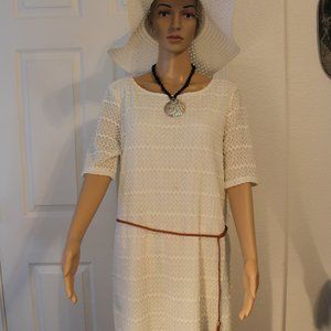 TACERA WOMEN CREAM COLOR DRESS W/BELT